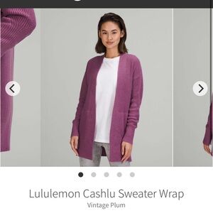 New without tags! Lululemon Cashlu Sweater Wrap
Vintage Plum Sz XL/XXL